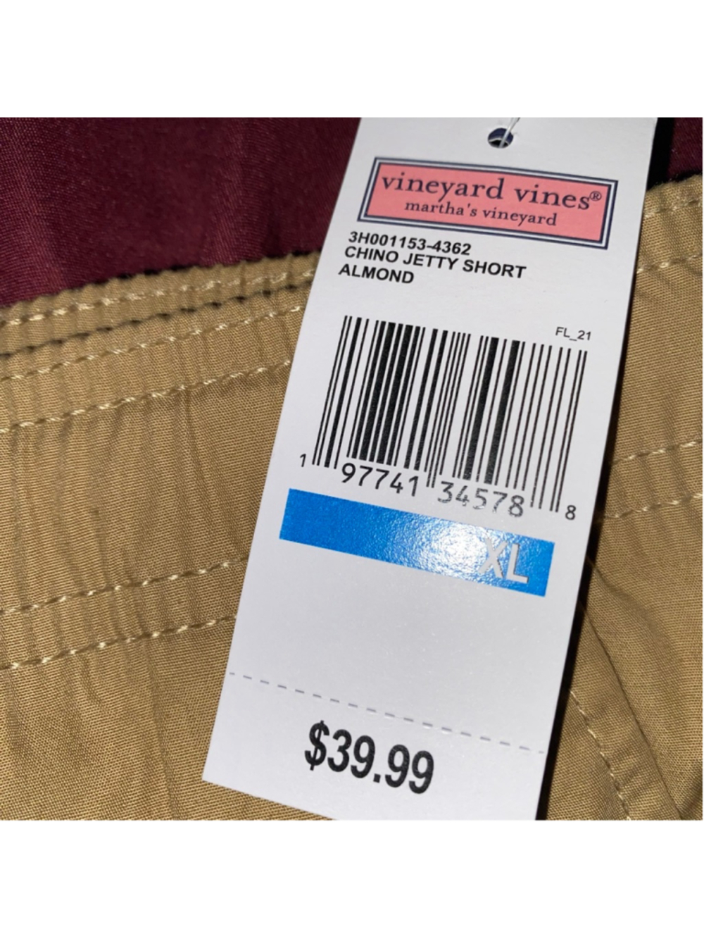 Boys Vineyard Vines Chino Jetty Shorts Pockets Drawstring 100% cotton Tan XL NWT - Picture 3 of 4